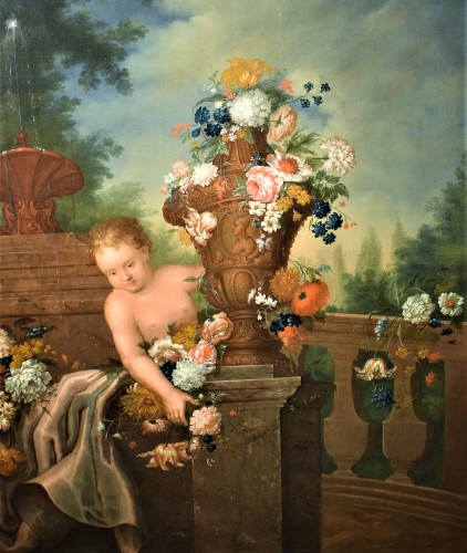 Paintings & Drawings  - Still Life of Flowers in a garden - Antonio Rapous (1733-1819)